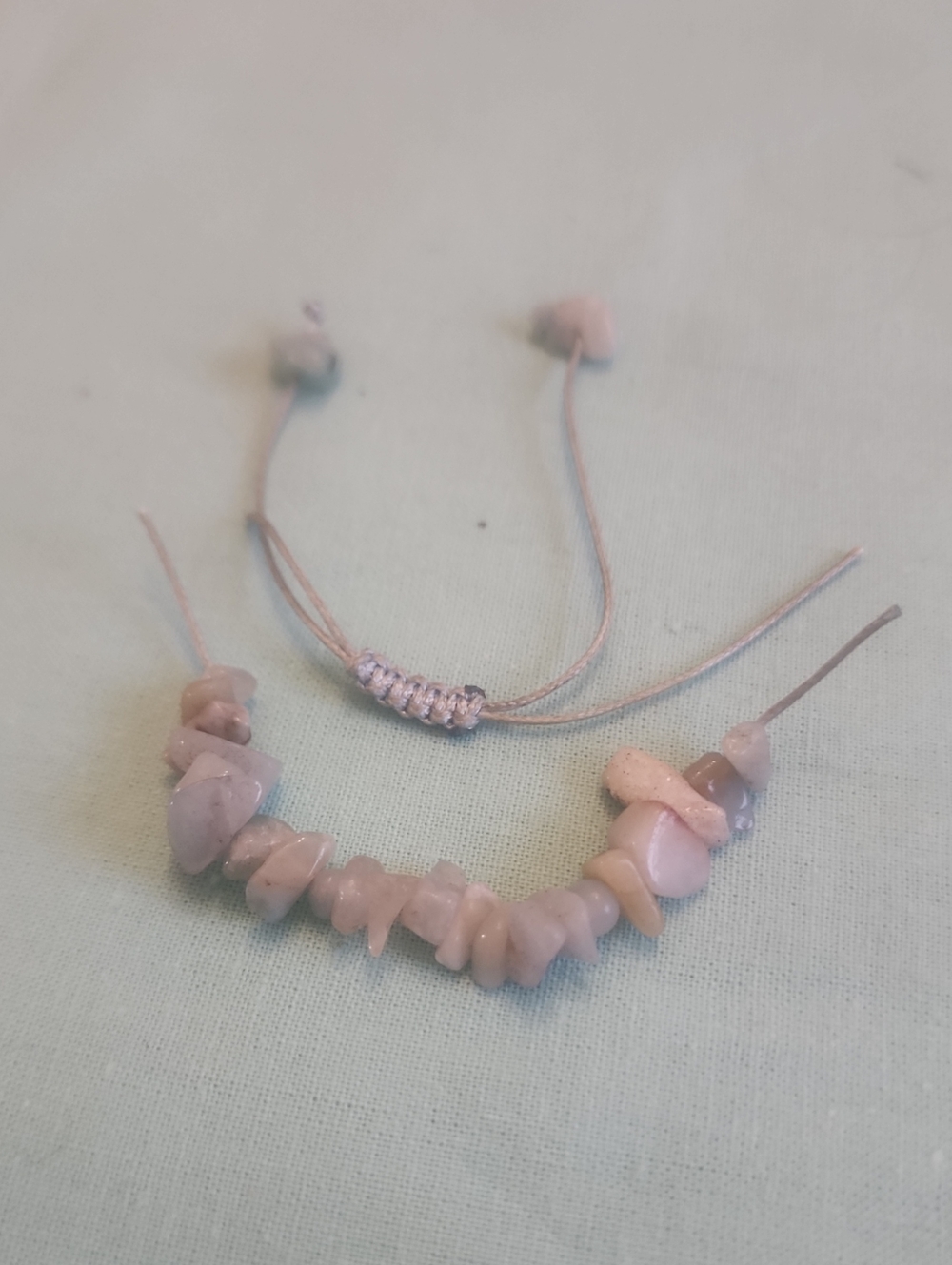 Broken Pink, Blue, Cream, Green Polished Chip Gemstone Beaded Bracelet